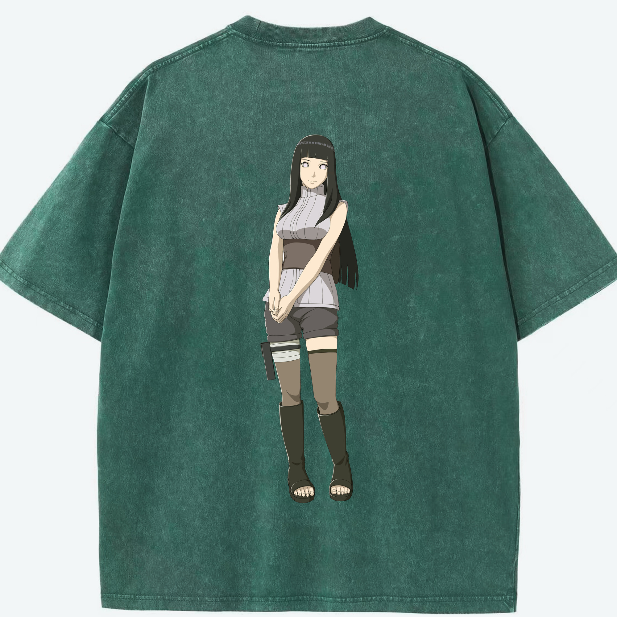 （画像用） NARUTO -ナルト- 日向ヒナタ Hyūga Hinata 綿100% ヴィンテージ風 半袖Tシャツ（背面プリント）